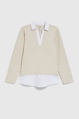 Bluzka damska z koszulową wstawką rozmiar M