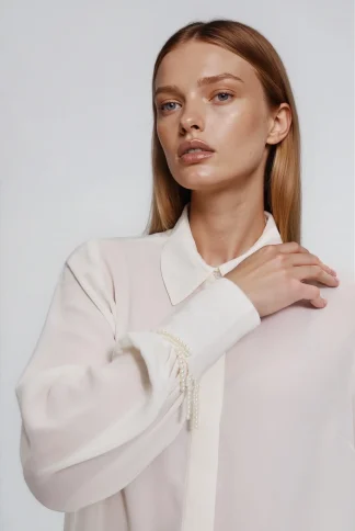 Koszula damska z ozdobnymi rękawami rozmiar L