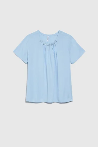 Bluzka damska z ozdobnym dekoltem rozmiar S