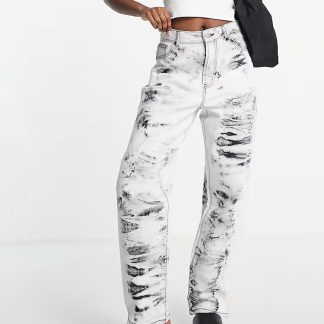Dr Denim jeansy damskie wysoki stan szare rozmiar 28/28